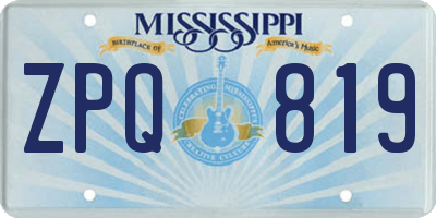 MS license plate ZPQ819