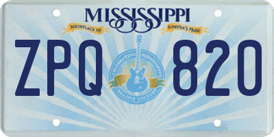 MS license plate ZPQ820