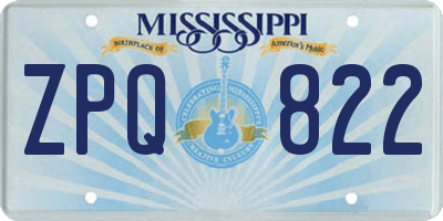 MS license plate ZPQ822