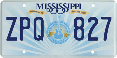 MS license plate ZPQ827