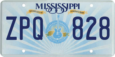 MS license plate ZPQ828