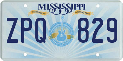 MS license plate ZPQ829