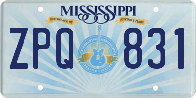 MS license plate ZPQ831