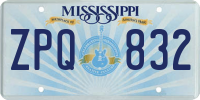 MS license plate ZPQ832