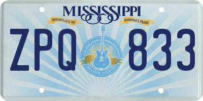 MS license plate ZPQ833