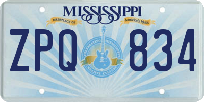 MS license plate ZPQ834