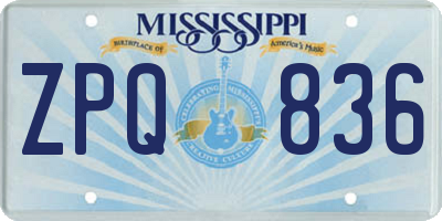 MS license plate ZPQ836