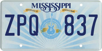 MS license plate ZPQ837