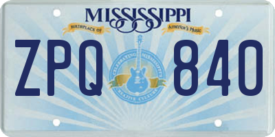 MS license plate ZPQ840