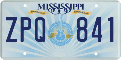 MS license plate ZPQ841