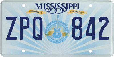 MS license plate ZPQ842