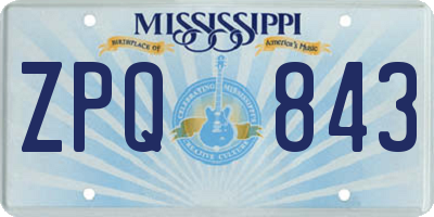 MS license plate ZPQ843