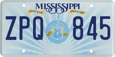 MS license plate ZPQ845