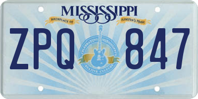 MS license plate ZPQ847