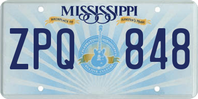 MS license plate ZPQ848