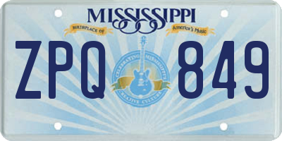 MS license plate ZPQ849