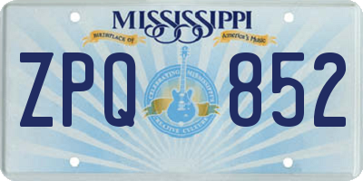MS license plate ZPQ852