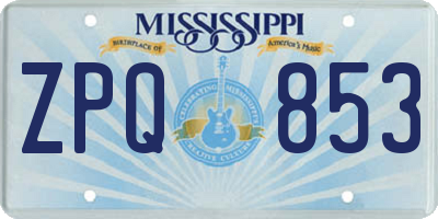 MS license plate ZPQ853