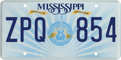 MS license plate ZPQ854