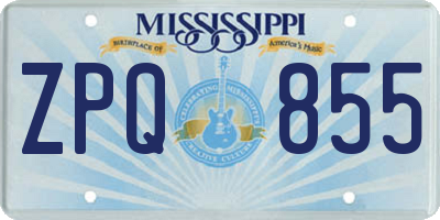 MS license plate ZPQ855