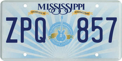 MS license plate ZPQ857