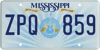 MS license plate ZPQ859