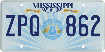 MS license plate ZPQ862