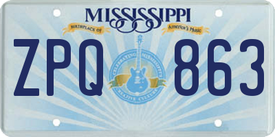 MS license plate ZPQ863