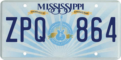 MS license plate ZPQ864