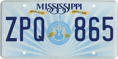 MS license plate ZPQ865