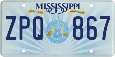 MS license plate ZPQ867