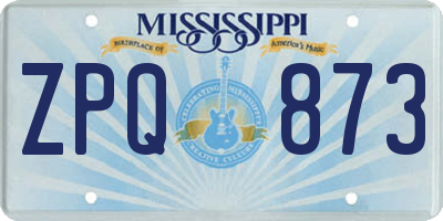MS license plate ZPQ873