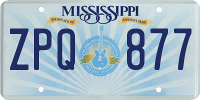 MS license plate ZPQ877