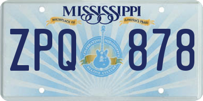 MS license plate ZPQ878