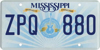 MS license plate ZPQ880