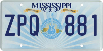 MS license plate ZPQ881