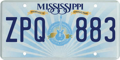 MS license plate ZPQ883