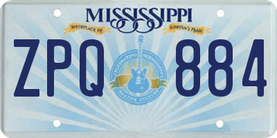 MS license plate ZPQ884