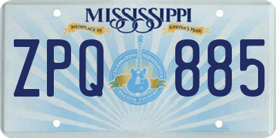 MS license plate ZPQ885