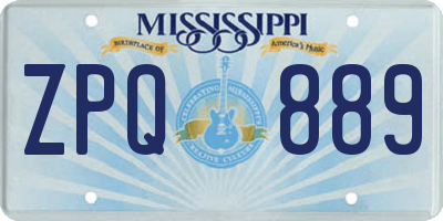MS license plate ZPQ889