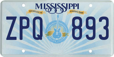 MS license plate ZPQ893