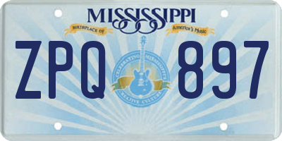 MS license plate ZPQ897