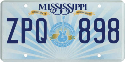 MS license plate ZPQ898