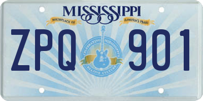MS license plate ZPQ901