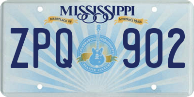 MS license plate ZPQ902