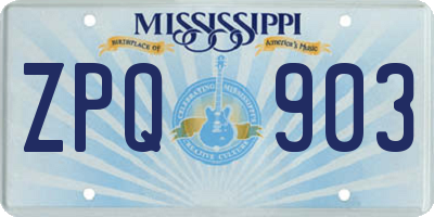 MS license plate ZPQ903