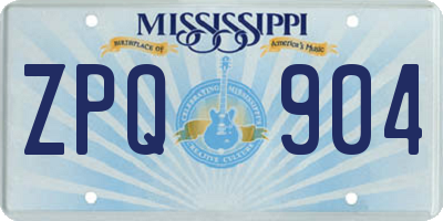 MS license plate ZPQ904