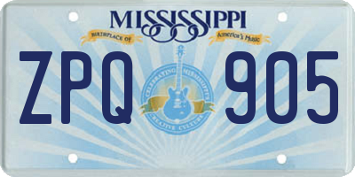 MS license plate ZPQ905