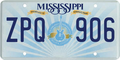 MS license plate ZPQ906