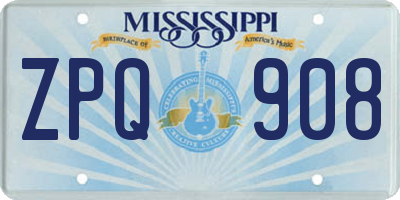 MS license plate ZPQ908